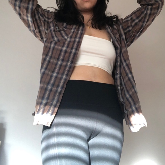 Brown plaid button up - Picture 2 of 4